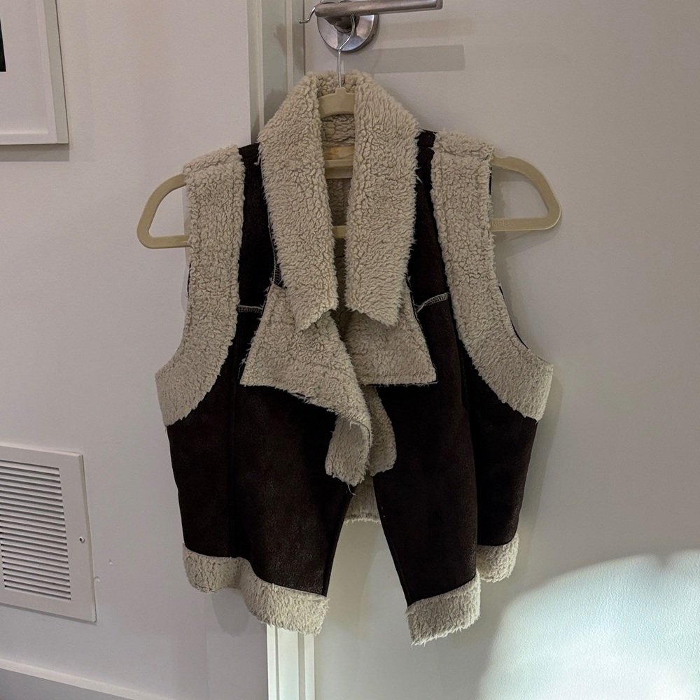 Lush Brown and Cream Shearling Vest